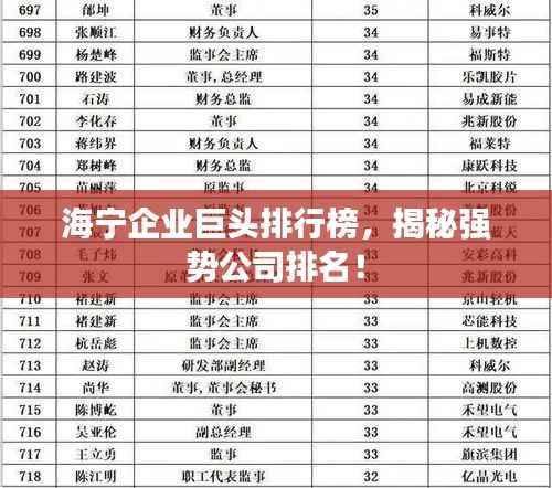 海宁企业巨头排行榜,揭秘强势公司排名!