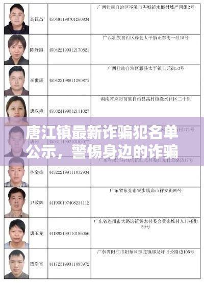 唐江镇最新诈骗犯名单公示,警惕身边的诈骗风险!