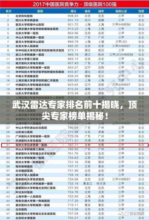 武汉雷达专家排名前十揭晓,顶尖专家榜单揭秘!