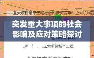 突发重大事项的社会影响及应对策略探讨